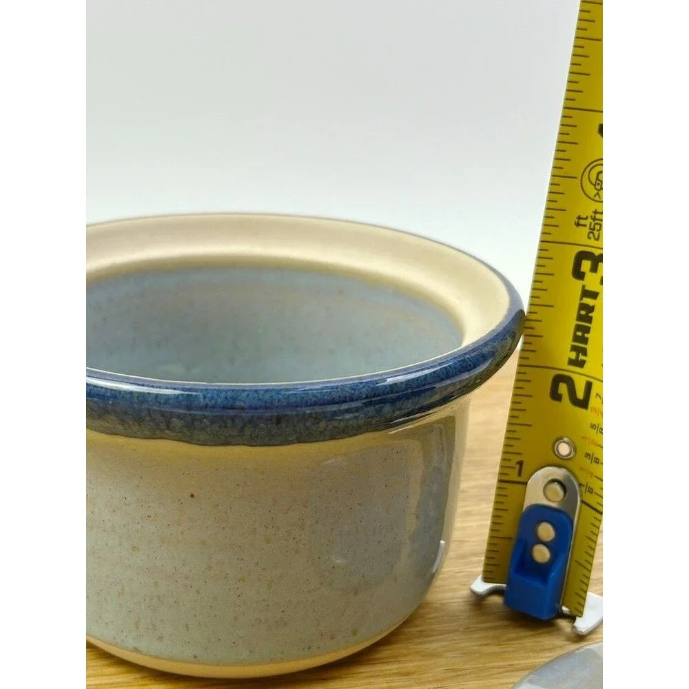VTG Made in Portugal Stoneware Egg Cooker Vented Ceramic Pot Blue Reactive Glaze